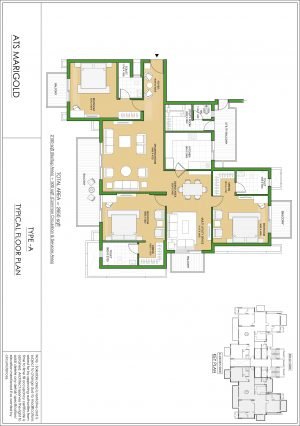 Marigold 2650 sq. ft. Apartment Floor Plan
